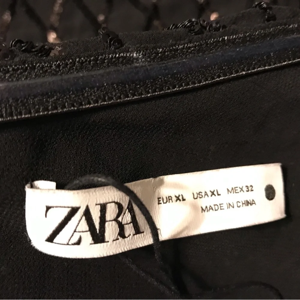 Zara black sequin asymmetrical maxi formal evening dress size XL - Picture 5 of 8